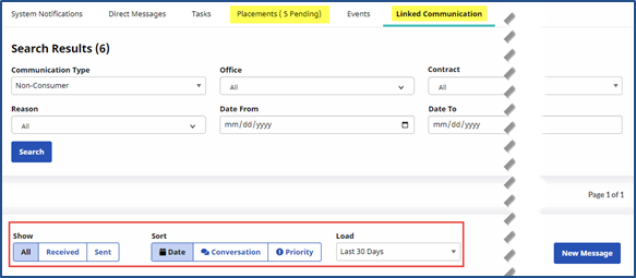Linked Communication Tab